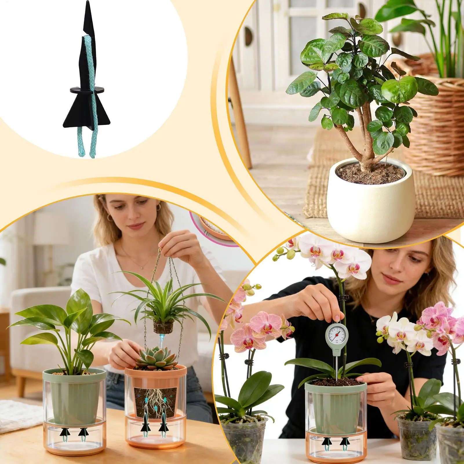 Watering Spikes 4 Pieces Reusable Automatic Home Supplies Vacation Plant Waterer for Indoor Potted House Flowers Vacation Tomato
