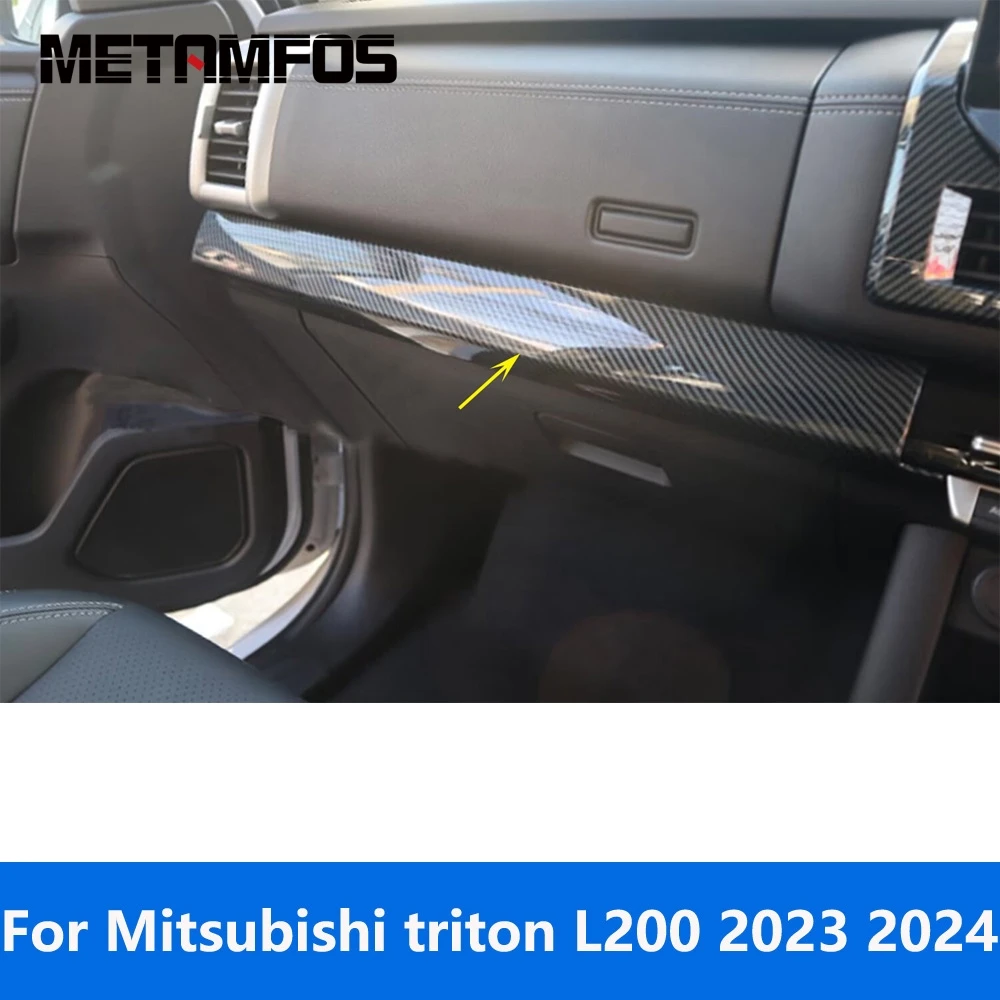 

Автомобильные аксессуары для Mitsubishi triton L200 2023 2024, внутренняя центральная консоль из углеродного волокна, панель приборной панели, полоса, накладка, рамка