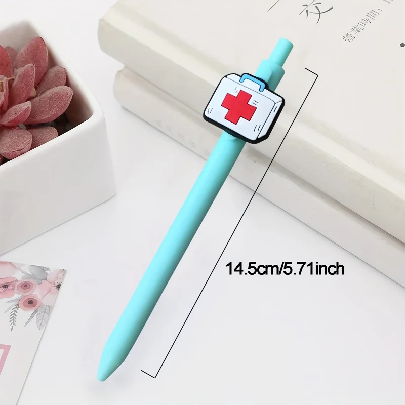 6/12 Pcs Medical Doctor Pens , Retractable ballpoint pen with heart and stethoscope design, fast drying ink
