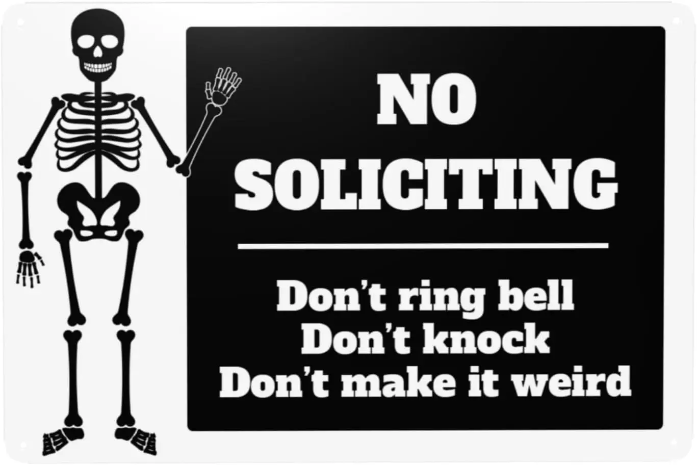 No Soliciting Sign for Front Door, Do Not Ring Bell Knock Sign for House Yard, Funny Tin Metal Aluminium Signs for Home Blue 8x1