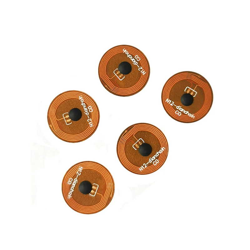 5PCS [Dia12mm] Micro Small Size RFID 13.56mhz NFC F08[Clone S50 Classic 1K] Programmable Chip Bluetooth Label/Sticker FPC Tag