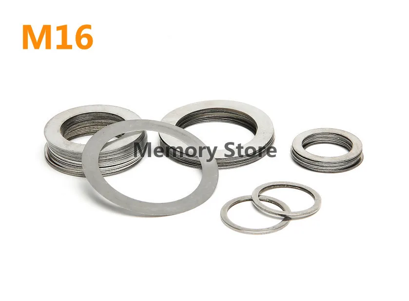 100pcs/lot M16 Stainless Steel Flat Washer Ultrathin Gasket Ultra-thin Shim Thickness 0.1 0.2 0.3 0.5 0.8 1mm
