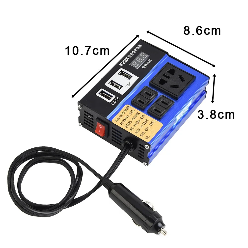 Car Power Inverter Car Vehicle Inverter 1500W DC12V 24V To DC110V/220V W/ Overload & Over Temperature Protection