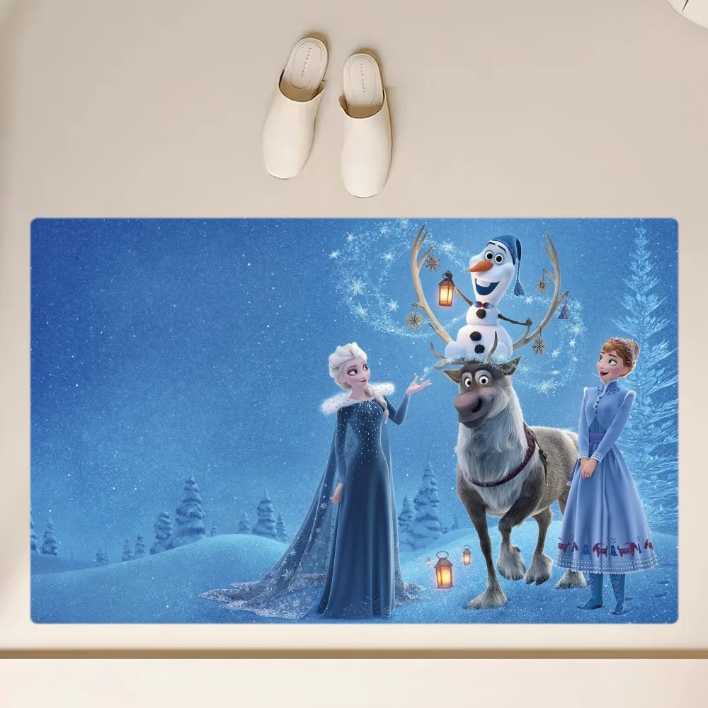 MINISO Frozen Elsa Floor Mat  Anti-Slip Bathroom Kitchen Bedroom Living Room Entrance Rug Home Decor