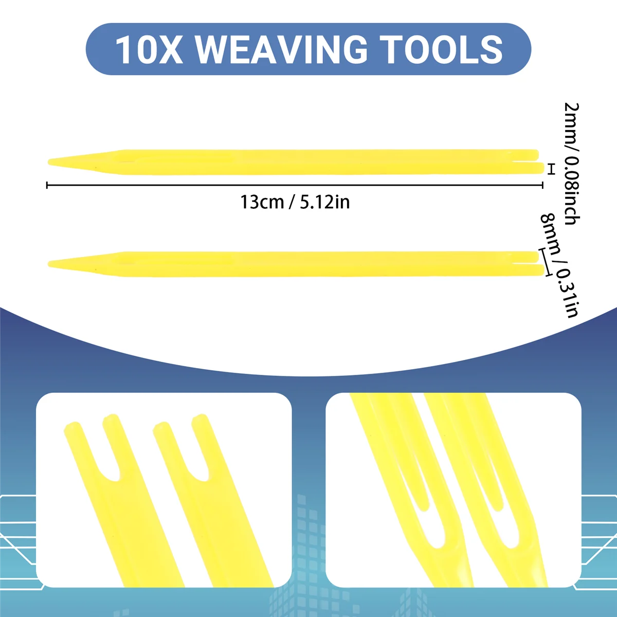 10 Pcs Yellow Plastic Fishing Net Repair Needle Shuttles Bobbin 2# K