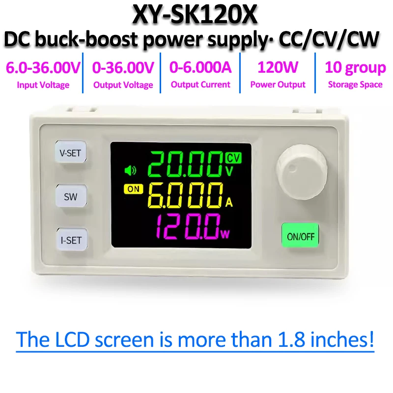 SK120X DC DC Buck Boost Converter CC CV 0.6-30V 6A 5V 6V 12V 24V Power Module Adjustable Regulated Laboratory Power Supply