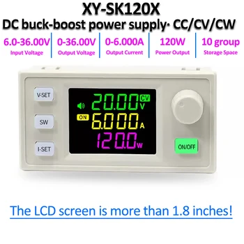 SK120X DC 벅 부스트 컨버터 CC CV 0.6-30V 6A 5V 6V 12V 24V 전원 모듈, 조정 가능한 규제 실험실 전원 공급 장치