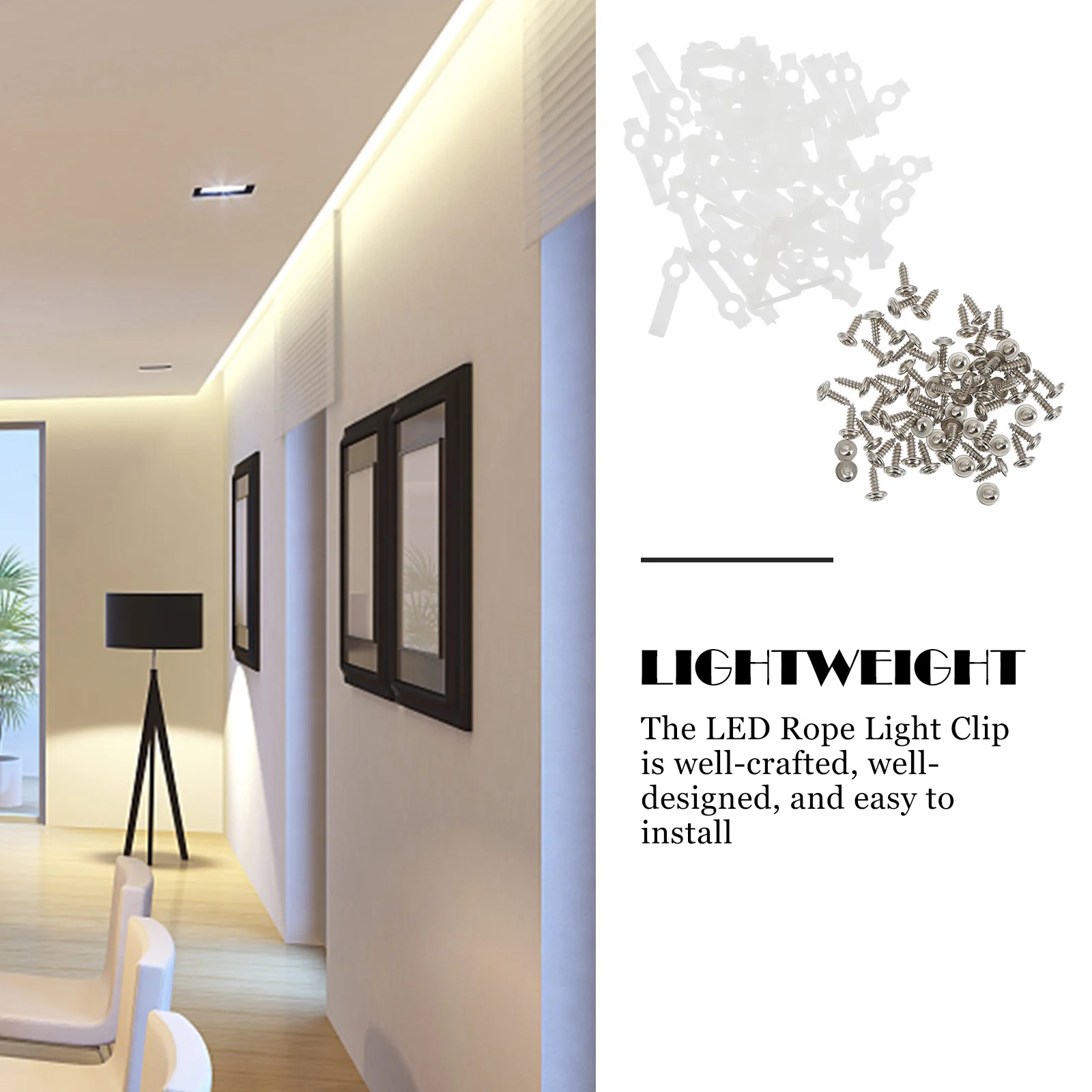 

100Sets Strip Lights Fixing Clips Excellent Texture Easy Installation Look Strip Lights Clips LED Rope Light Clamp