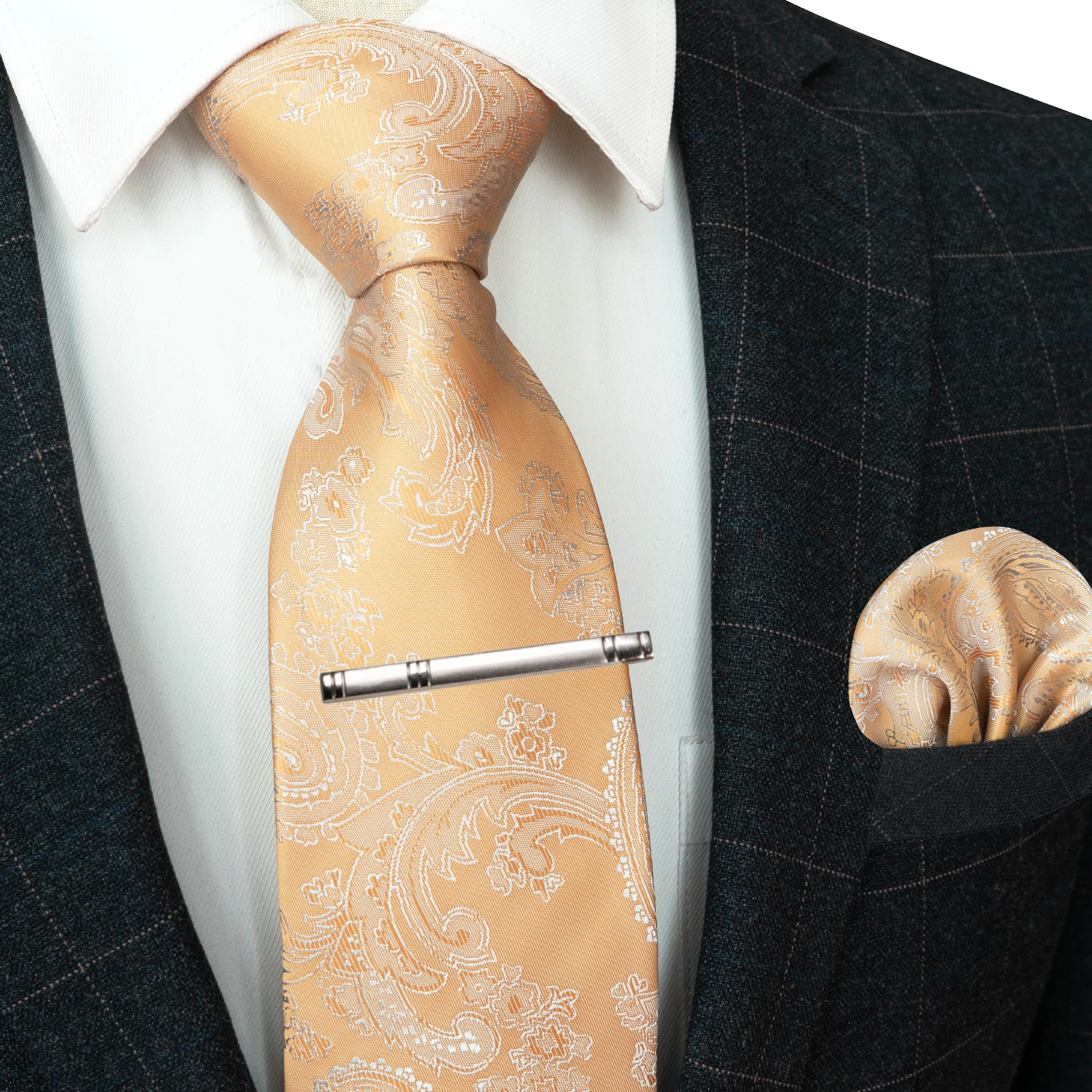 20 Farben Herren Formelle Lila und Rote Paisley Jacquard Krawatte Schal und Krawattenklammer Set Jacquard-Webart Geeignet für Hochzeiten Herren-Geschenk – Detail 15