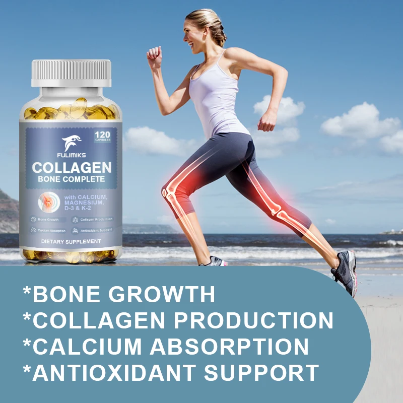 Collagen Bone Complete Capsules With Calcium & Vitamins for Skin, Hair, Tendons, Cartilage, Bones, And Joints Health Anti-Aging