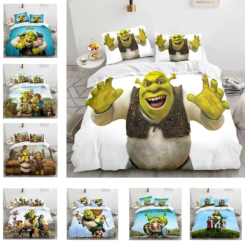

Cartoon Movie Funny ShrekS Duvet Cover Pillowcase Bedding Set Adult Boy Girl Bedroom Decoration Children Gift Single Double Size