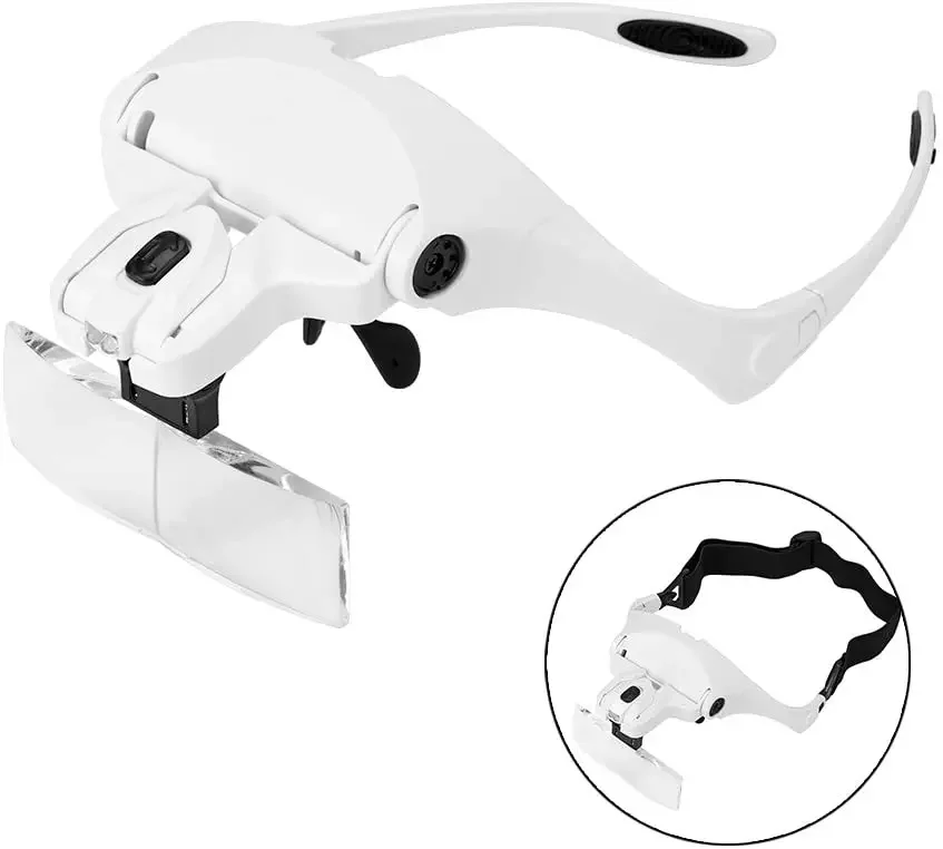 1.0X 1.5X 2.0X 2.5X 3.5X Adjustable 5 Lens Loupe LED Light Headband Magnifier Glass LED Magnifying Glasses With Lamp