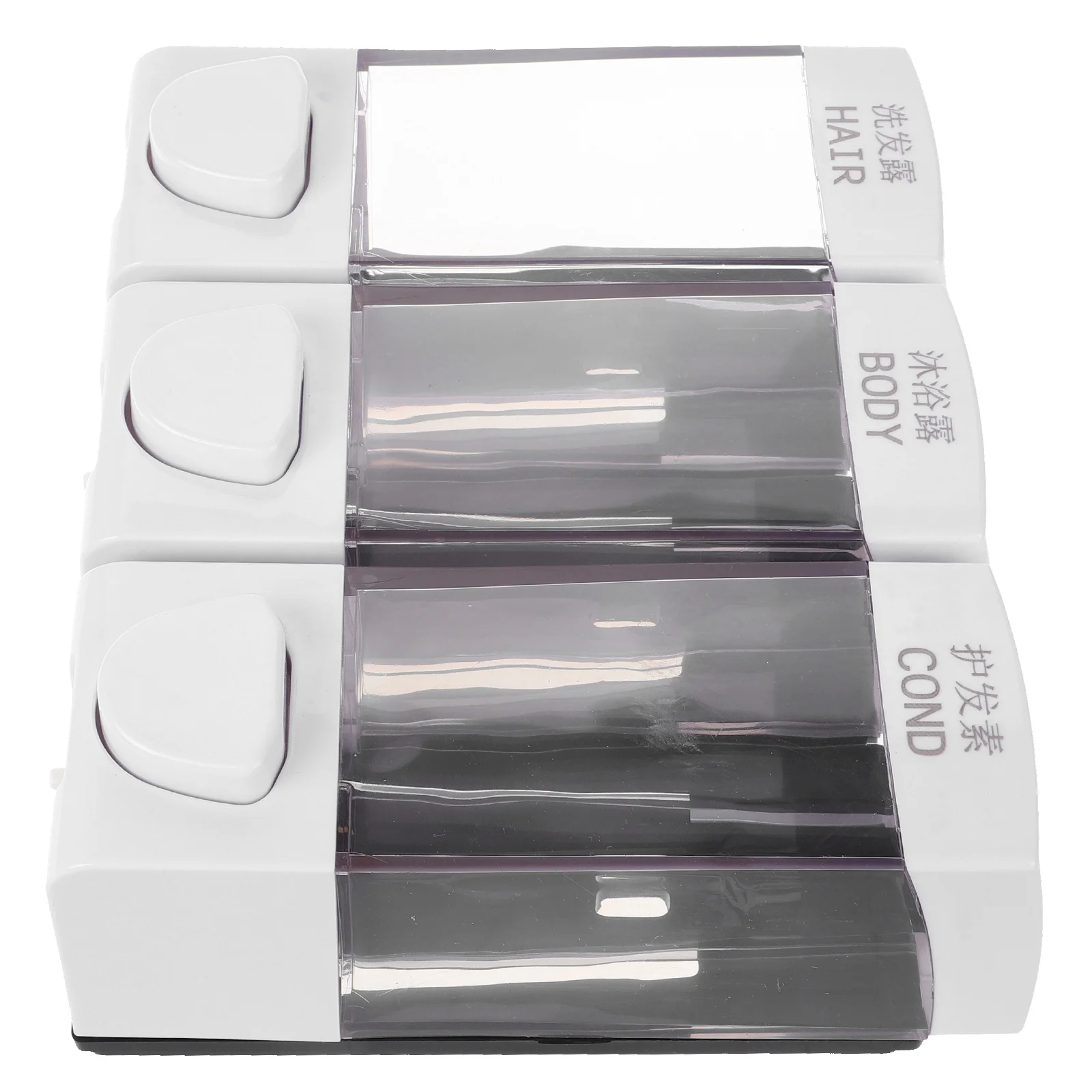 

Liquid Soap 3-Chamber Dispenser Wall Mounted No Drill Shower Shampoo Bathroom Clear Liquid Shower Soap Holder Shampoo Dispenser