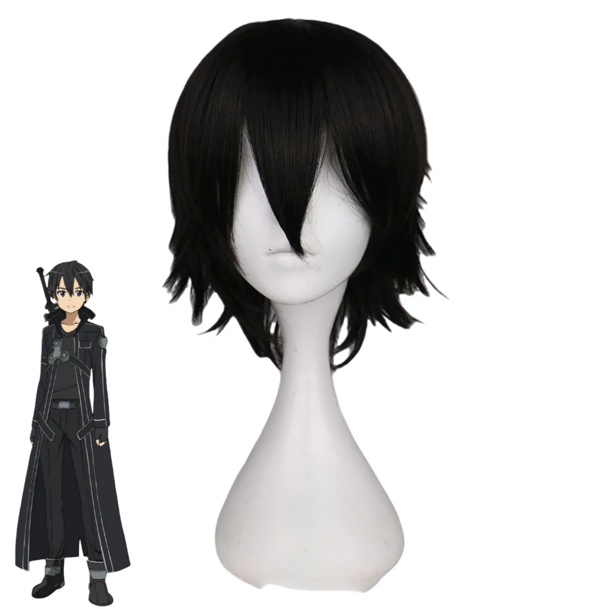 Anime Sword Art Online Kirigaya Kazuto Cosplay Costume SAO Kirito Black Long Coat Trench Wig Man Woman Halloween Party Suit - view 6