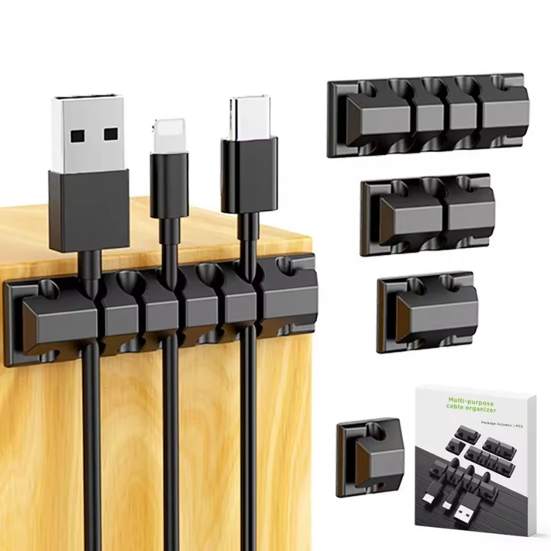 

5Pcs Cable Organizer Management Wire Holder Flexible USB Cable Winder Tidy Silicone Clips For Mouse Keyboard Earphone Protector