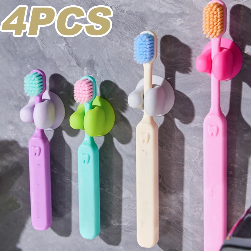 4 pçs ventosa titular escova de dentes de parede de silicone rack de escova de dentes portátil adsorção prateleira de armazenamento do banheiro