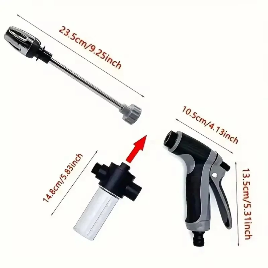 High Pressure Foam Water Gun Kit with Filter & Brass Connectors Adjustable Car Wash Sprayer for Garden Cleaning Easy to Install