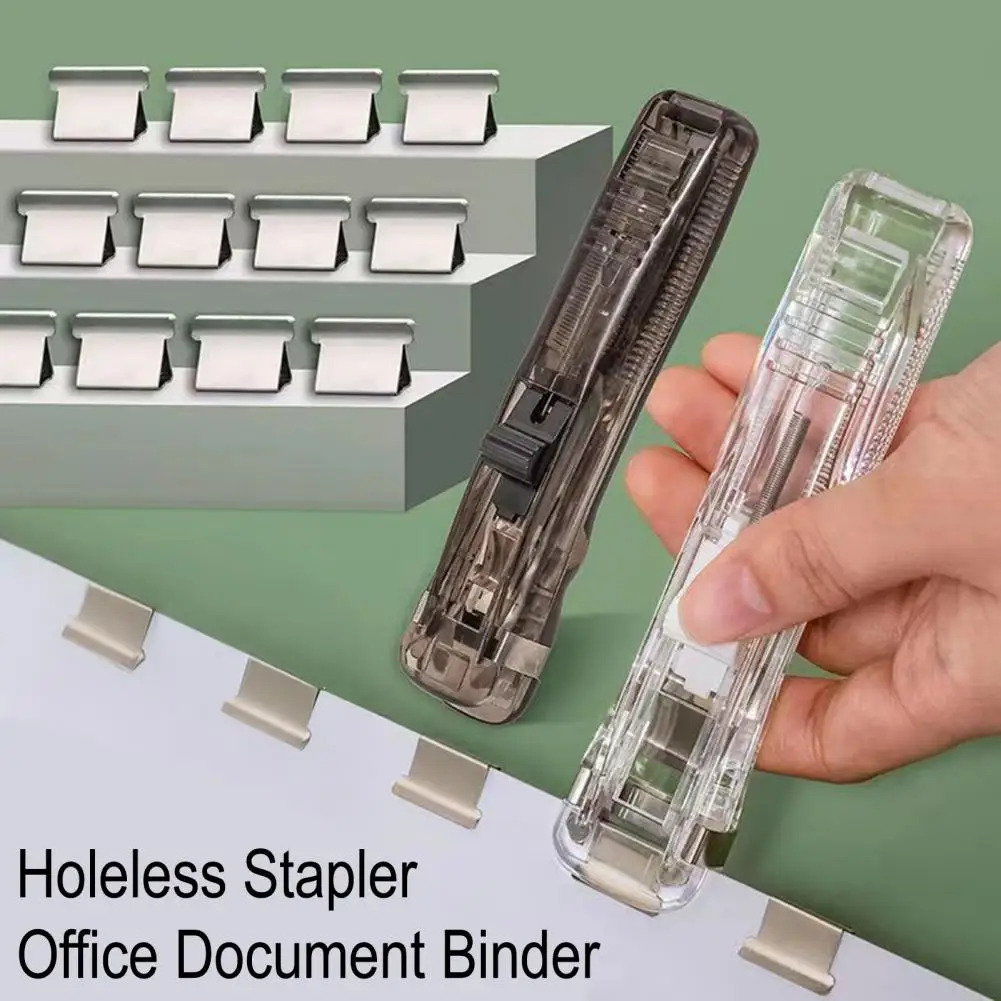 Picture 3: Portable Binder Clip Stapler No Hole Punching Metal Clip Stapler Reusable Office Document Binder Dispenser for Office And Home