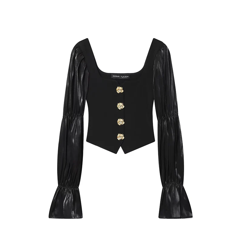 Delle donne 2025 Nuove Camicette di Modo di Autunno Elastico Sottile Elegante Camicette Da Viaggio delle Donne Chic Joker Casual Strada Gioventù Camicette Magliette E Camicette