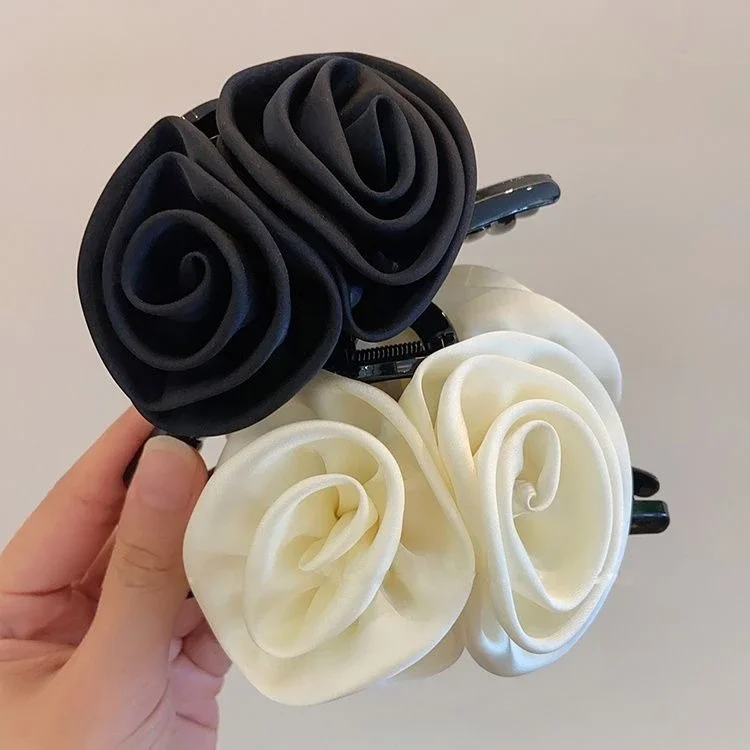 Słodka róża pazury do włosów Barrette elegancka kwiatowa spinka do włosów z pałąkiem na głowę damskie nakrycia głowy kokarda klips do kucyka dziewczęce akcesoria do włosów