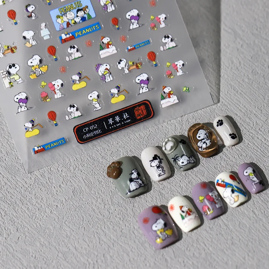 Snoopy New Craft Cartoon Thin Tough Nail Stickers Frosted Thin Translucent Adhesive Nail Art Stickers Children's Reward Gift