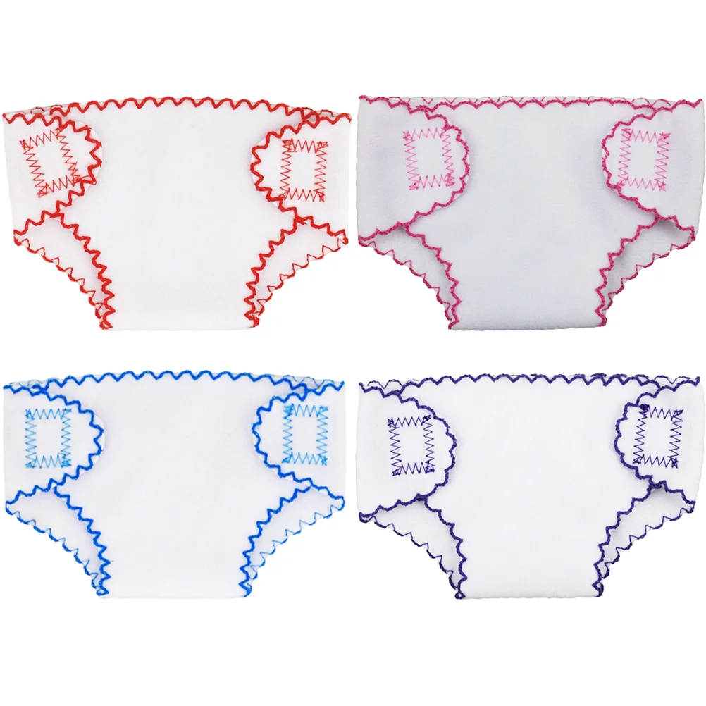 4 Pcs Mini Cloth Diapers Baby Underpants Dress up Accessories Reusable Toys Kids Pretend Play for Girls