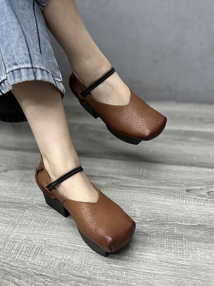 

Изысканные женские туфли Artful 2026 Весна-Лето: новые, из натуральной кожи, на тонком квадратном каблуке, в этническом стиле, без застежек, модные