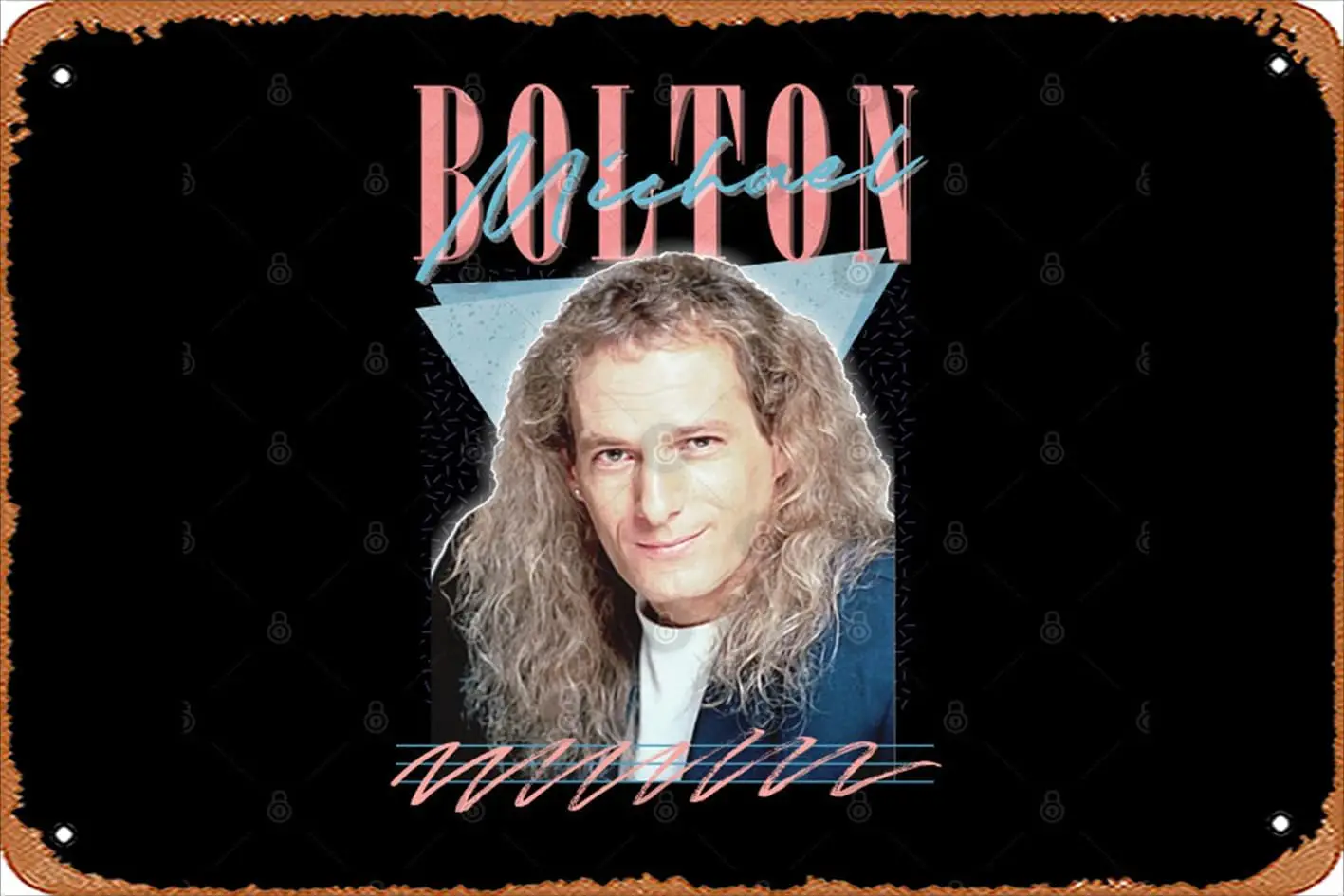 Retro Tin Sign Michael Bolton / 90s Style Fan Art Design Vintage Funny Novelty Metal Signs Man Cave Humorous Signs Movies Music