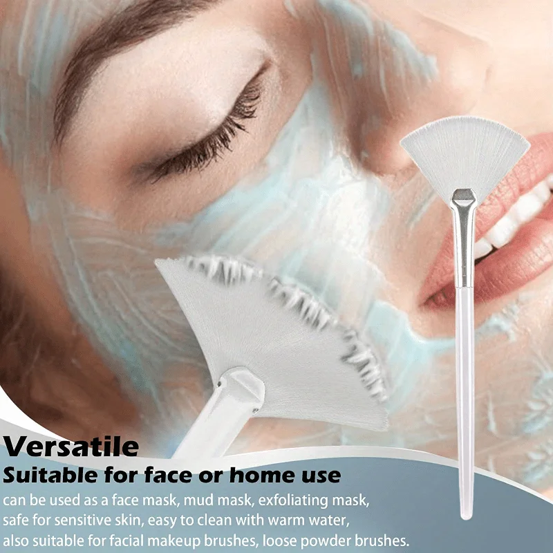 Juego de brochas de maquillaje con mango de 4 piezas, máscara facial, resaltador, brocha para base facial, brocha para máscara facial para mujer