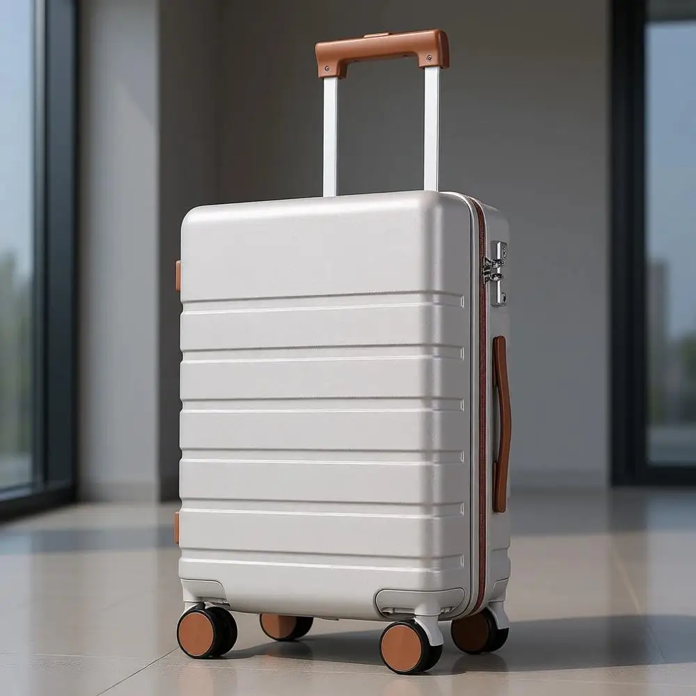 

20-дюймовый жесткий чемодан для ручной клади, одобренный авиакомпаниями, с колесами-спиннерами, замком TSA, серебристый, с жестким корпусом (20)