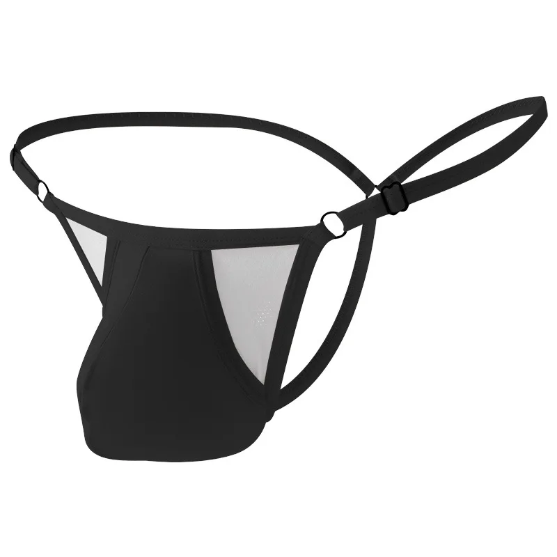 

Mens Ice Silk Thong Thin Underwear Solid Color Simple Basic Hollow Breathable T-Back Temptatio Bulge Pouch Lingerie
