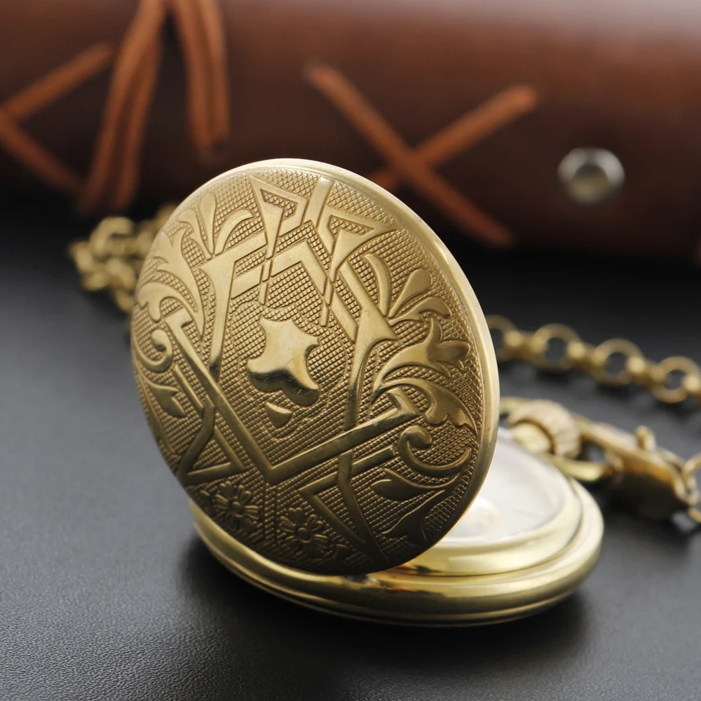 High Quality Luxury Noble Badge Carving Mechanical Pocket Watch Retro Men's Necklace Pendant Clock Women's Jewelry Gift