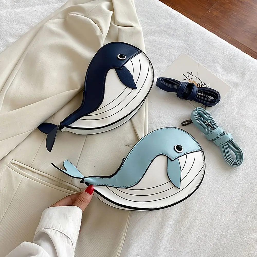 New Little Whale Animal Shaped Shoulder Bag PU Leather Crossbody Bag Personalized Phone Purse Women Fashion Cartoon Handbag