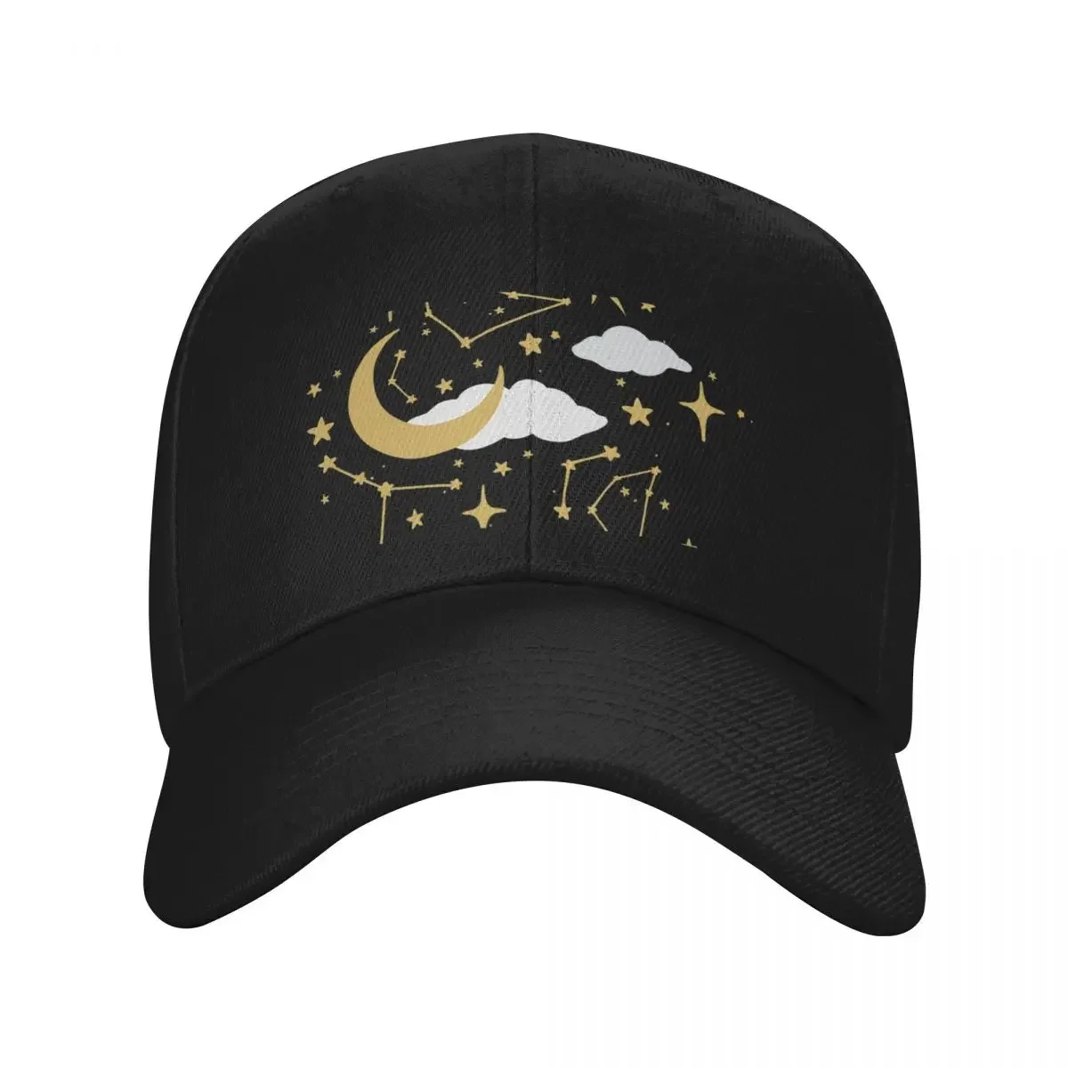 Celestial Stars and Moons in Gold and White Baseball Cap Sports Cap Military Cap Man Men's Women's