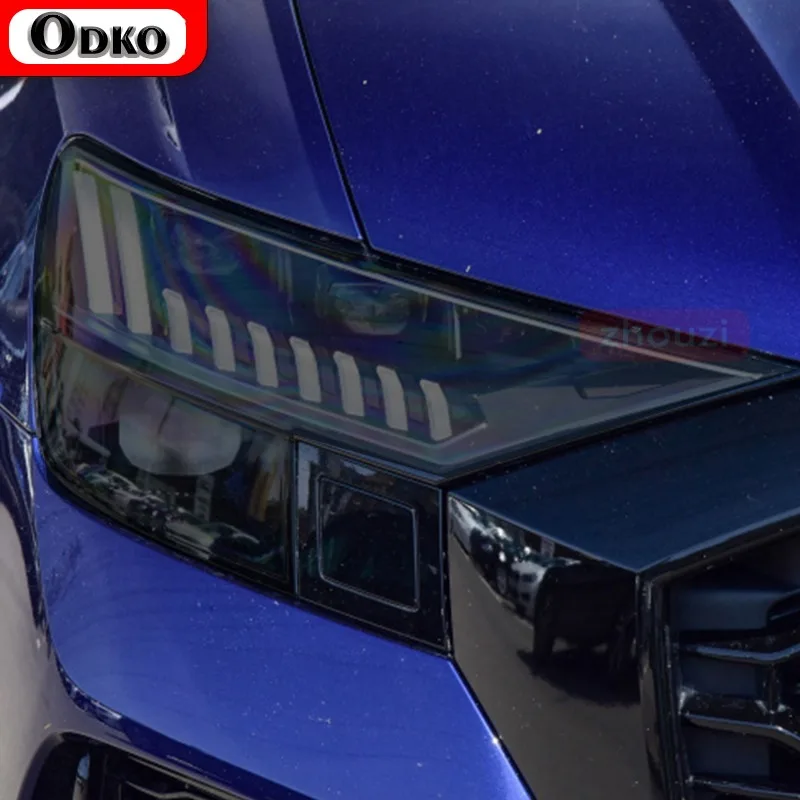 

Для Audi Q8 S8 RSQ8 2019 2020, оттенок автомобильных фар, черная защитная пленка, виниловая задняя фара, прозрачная наклейка из ТПУ, аксессуары