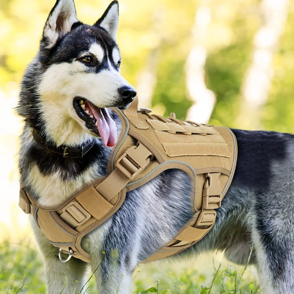 

Large K9 Dog Harness Collar Leash Military Tactical Vest Dog Supplies Adjustable Service Dog Harnesses For Small Medium Large