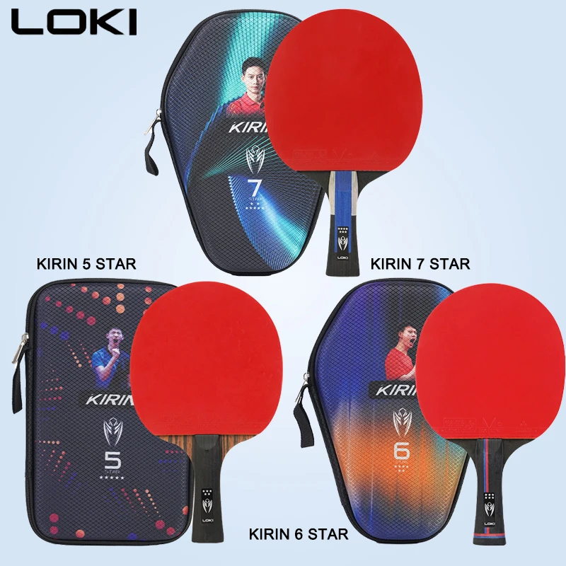 

Настольная теннисная ракетка LOKI KIRIN K5/K6/K7, 7-слойная, из чистого дерева и карбона, готовая, с накладкой RXTON 1/3, одобренная ITTF