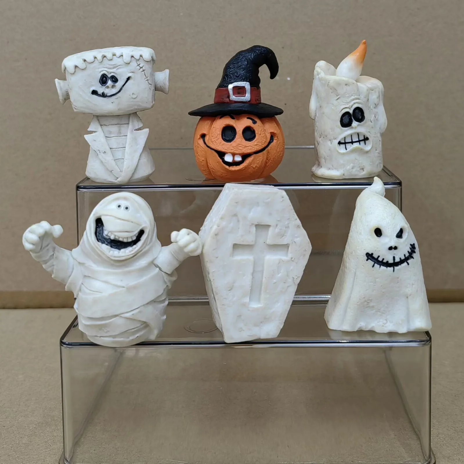 Anime Q Version 6PCS Halloween Mummy Pumpkin Decorations Tabletop Trendy Toys Figurines Bagged Models Collectibles