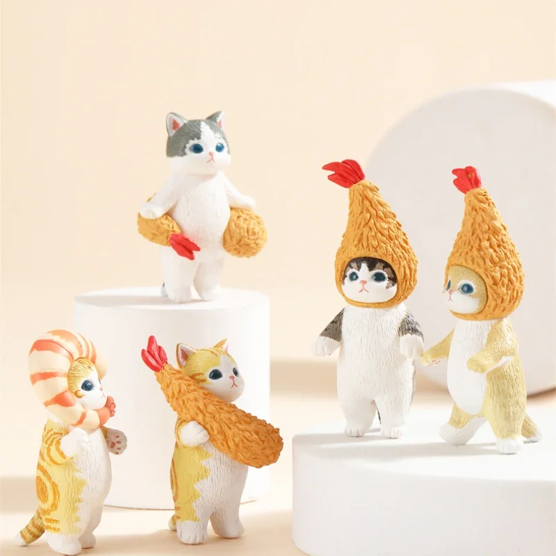 ญี่ปุ่น KITAN CLUB Gashapon ของเล่นแคปซูล MOFUSAND แมวน่ารัก Kawaii ทอดกุ้งชิปชุดอาหาร Action Figures ของเล่น