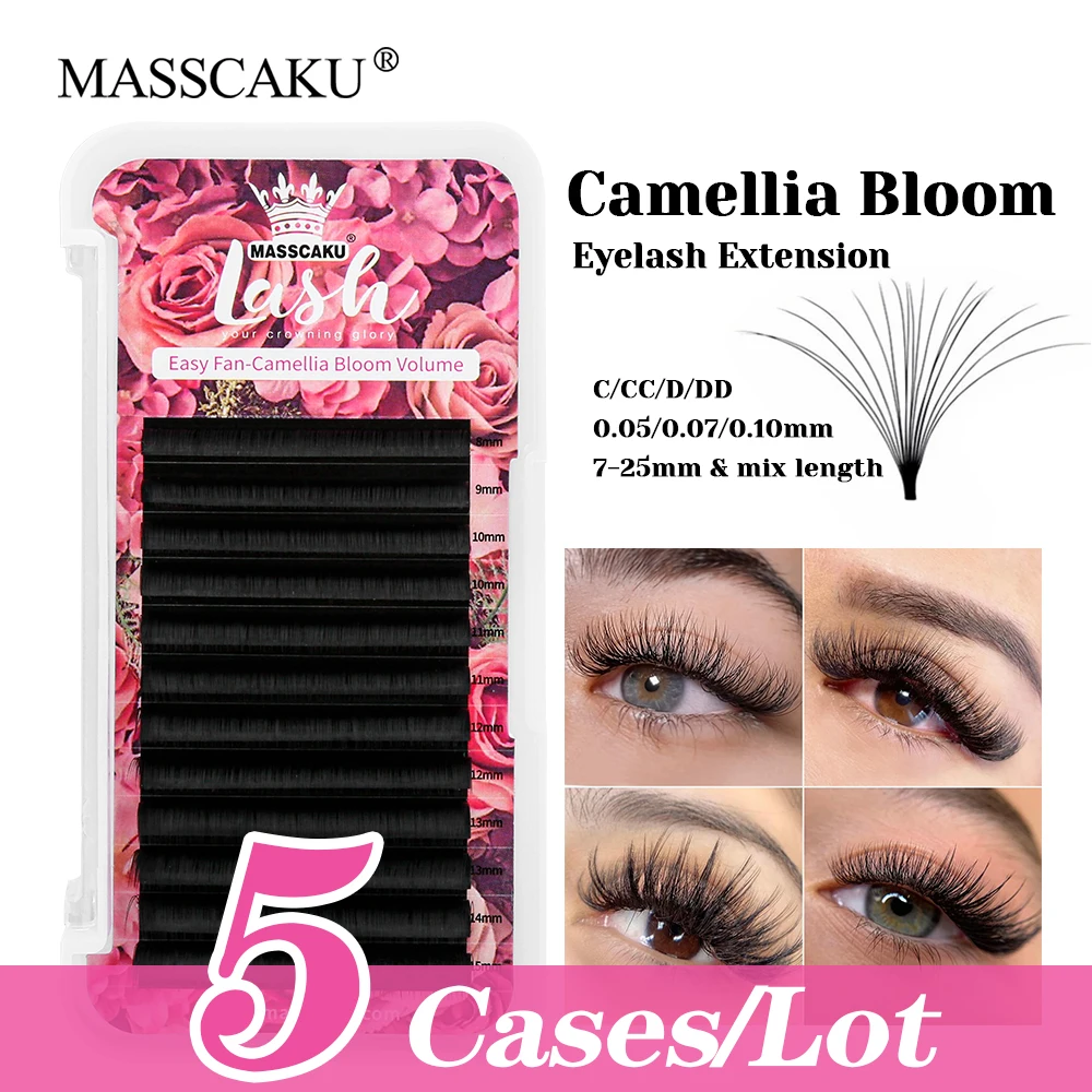 

5cases/lot MASSCAKU Customized Private Logo Ribbon Fast Blooming Eyelash Long-lasting Waterproof Makeup Eyelashes Easy to Pick