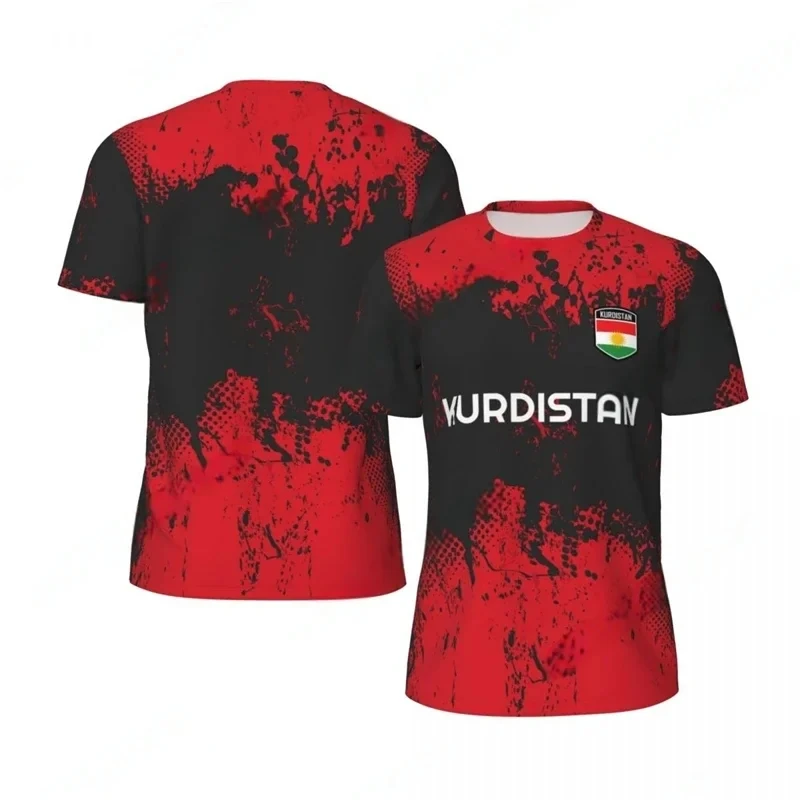 

Fashion Kurdistan Flag Graphic T Shirts For Man Clothes New Fashion 3D National Printing Sports T-shirt Loose Breath Tees Tops