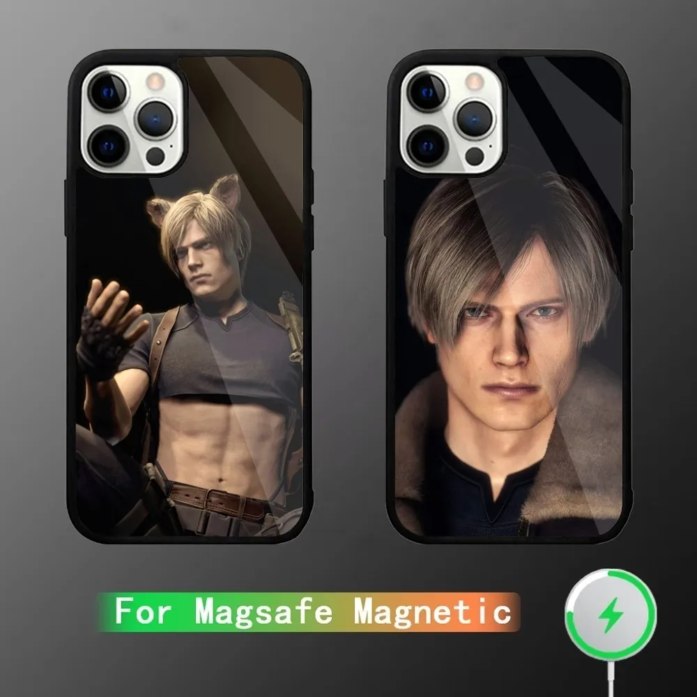 Leon R-Resident Kennedy Evil 4  Phone Case For iPhone 15,14,13,12,11,Plus,Pro,Max Mini Magsafe Magnetic Wireless Charging