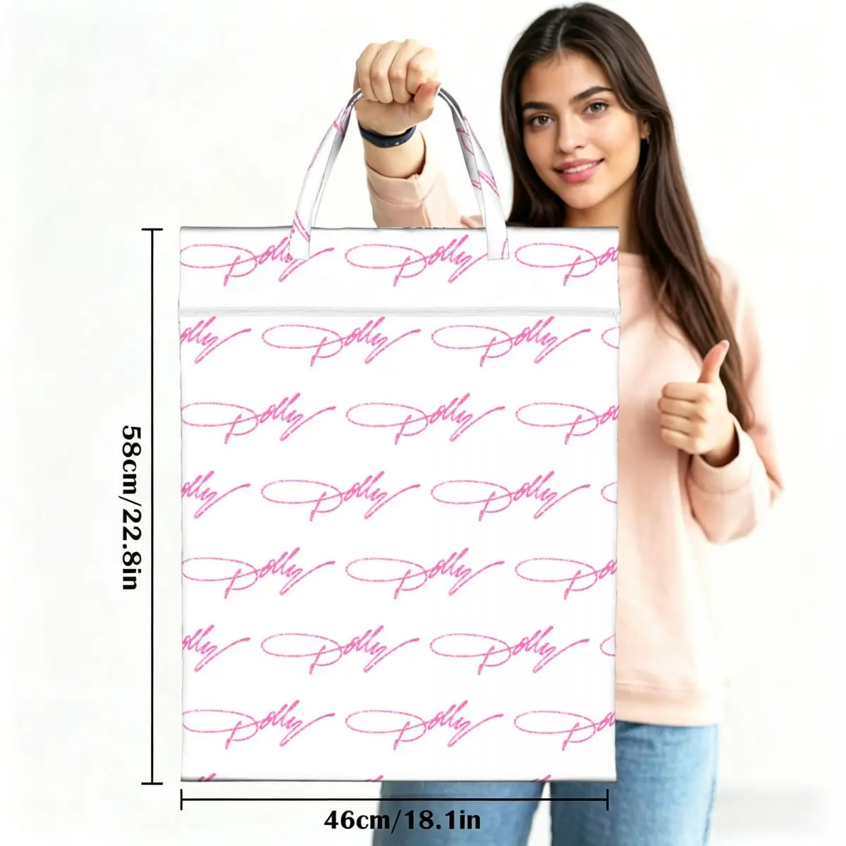 Dolly Parton Pink Sparkle Travel Laundry Bag Waterproof Reusable Dirty Clothes Pouch Gym Yoga Vacation Washing Basket