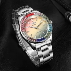 WINNER Original Colored Diamonds Mechanical Waterproof Men's aaa Watch Automatic Movement Stainless Steel Luxury Replica Watches