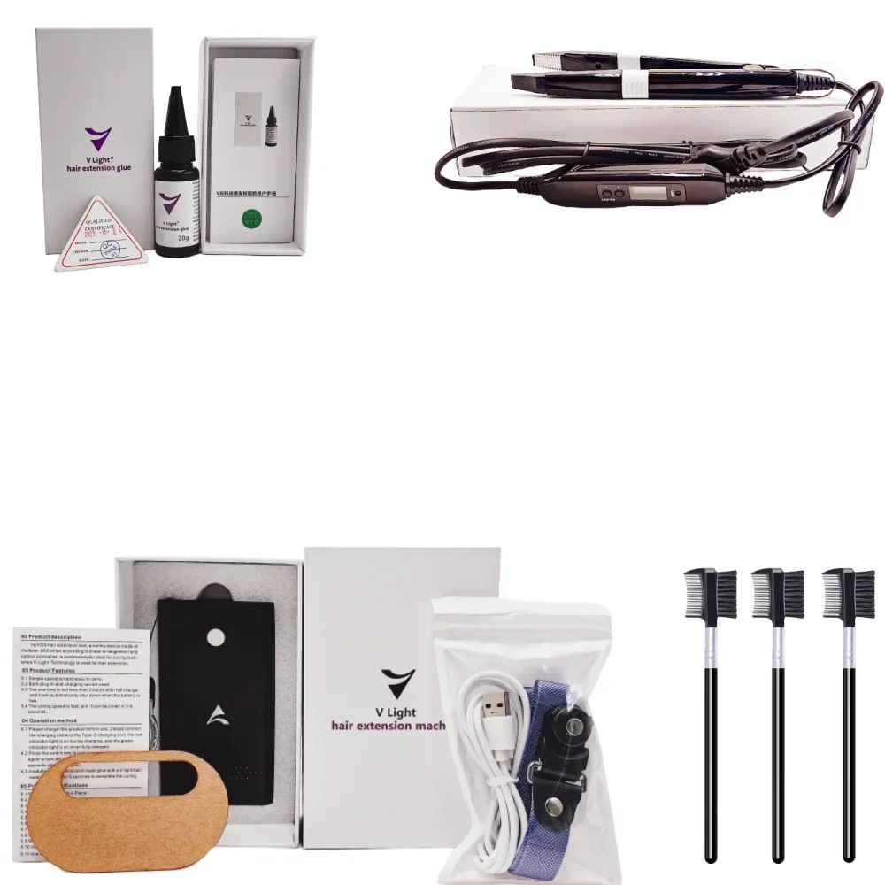 Newest V-Light Technology Hair Extension Set Wig Hair Piece Real Hair Fast Grafting Tool Firm and Traceless