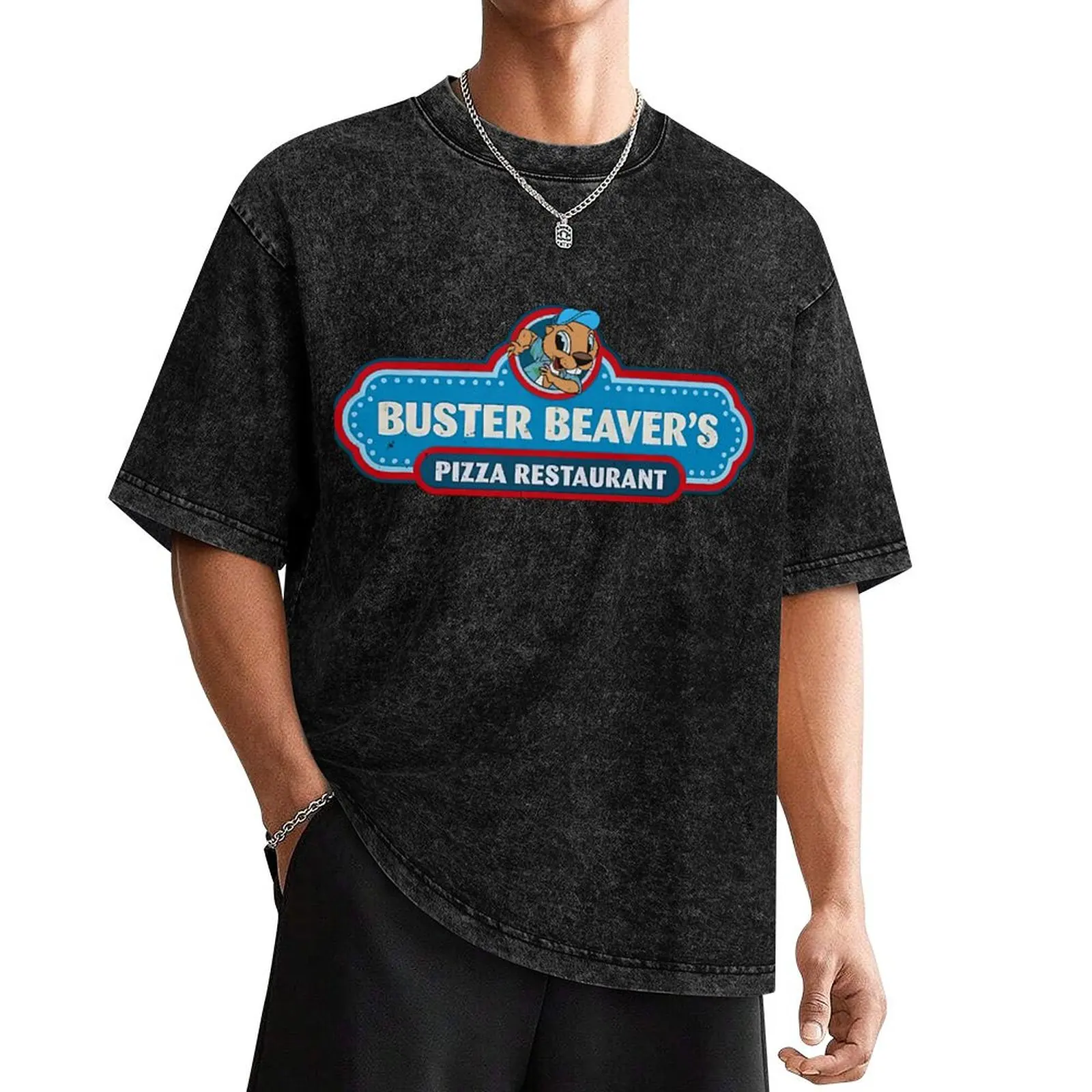 

Buster Beaver's Pizza Restaurant Logo T-Shirt custom t shirt cotton graphic tees topping Luxury man mens graphic t-shirts anime