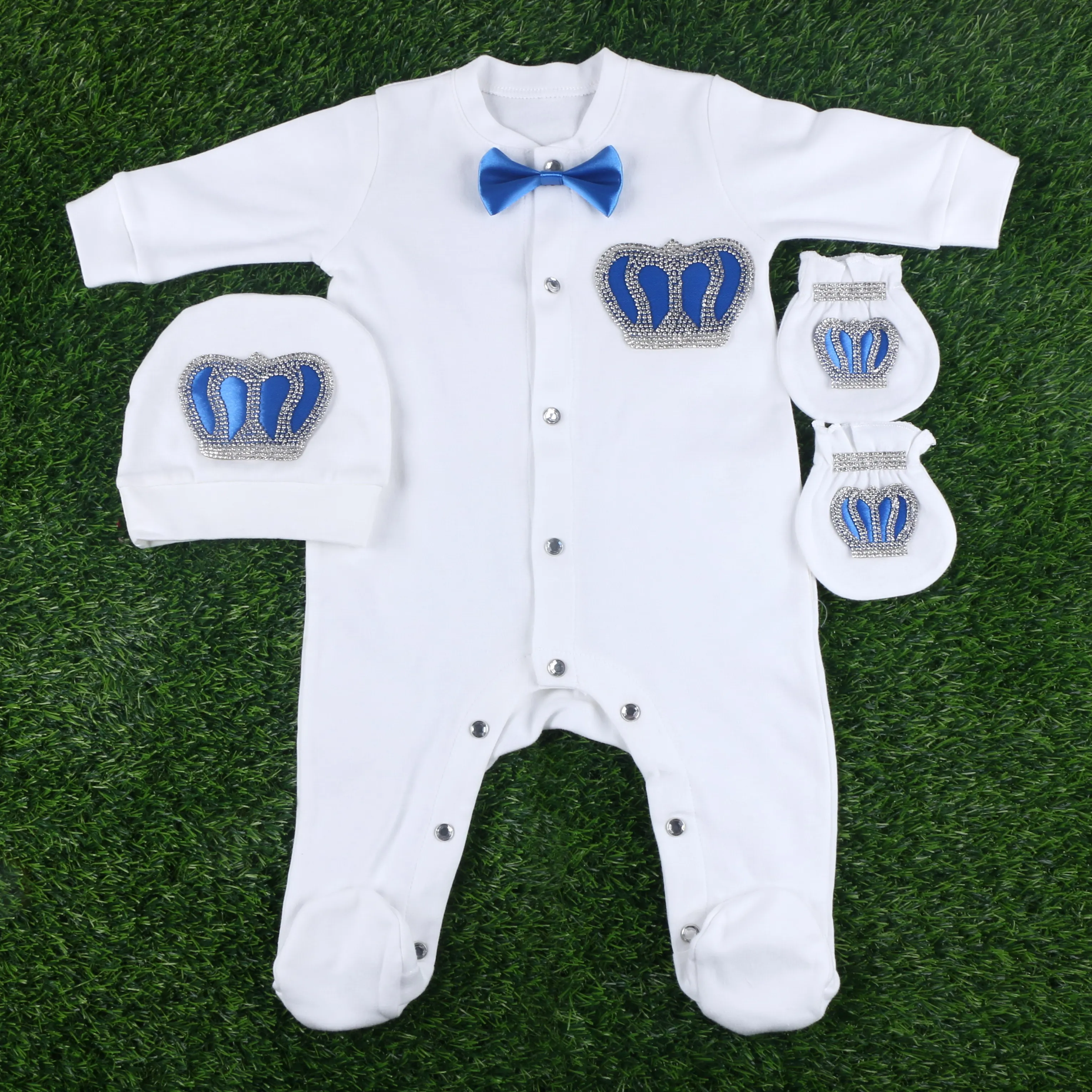 

baby crown cloths 1 sets drop shipping suit rompers glove hat girl boys gift clothes