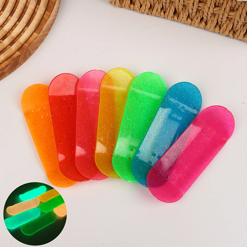 Mini Glow In Dark Finger Skateboard Luminous Fingerboard Deck Toy Kids Stress Relief Toys For Adult Children Gifts