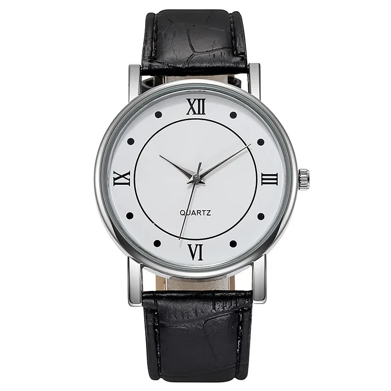 Reloj de cuarzo clásico Simple para Hombre, Reloj de pulsera de cuarzo de negocios con esfera redonda de cuero, Reloj de pulsera informal clásico Simple para Hombre
