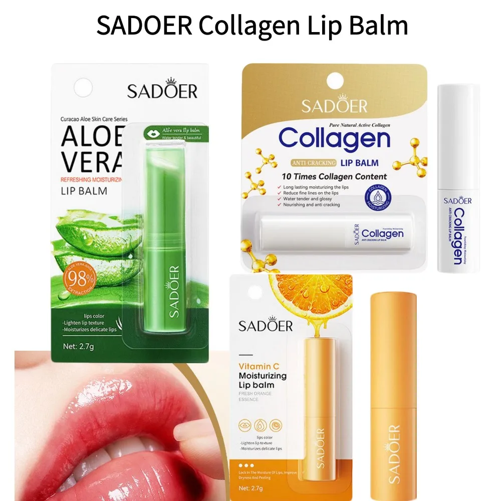 SADOER Feuchtigkeitsspendender Nährender Lippenbalsam Kollagen-Lippenstift Reparatur Tägliche Pflege Langanhaltende Hydratation Anti-Rissbildung Reduziert Lippenfältchen